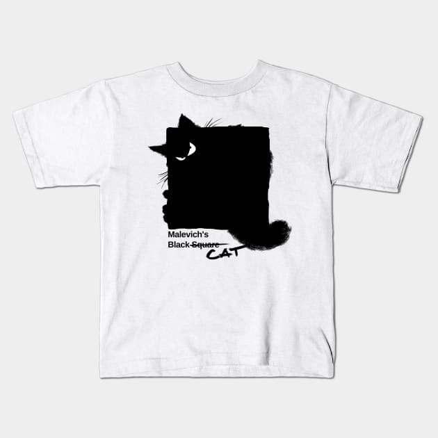 Malevich's Black Cat Kids T-Shirt by Fine_Design